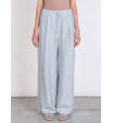 Брюки голубого цвета из натурального шелка Alysi
