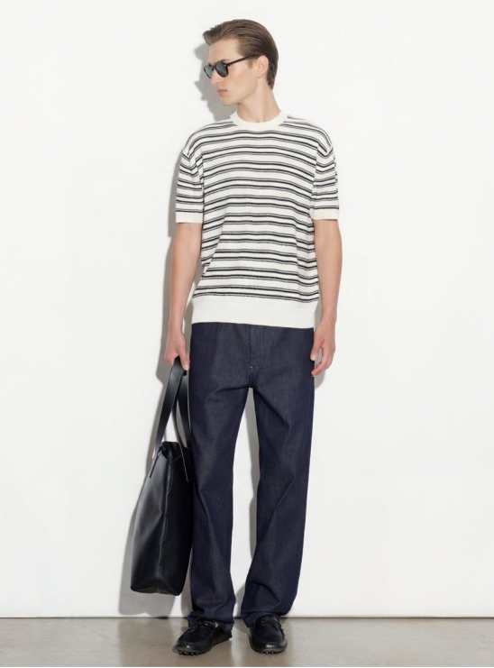 Джемпер молочного цвета в полоску Paolo Pecora