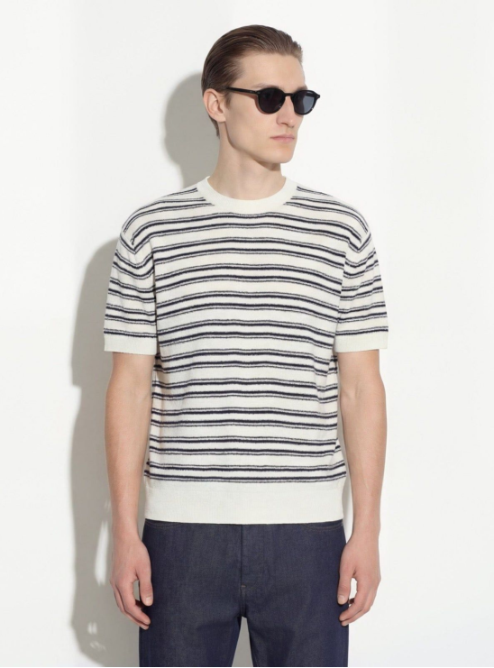 Джемпер молочного цвета в полоску Paolo Pecora