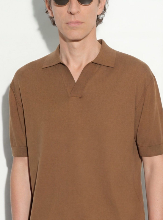 Поло Paolo Pecora коричневого цвета