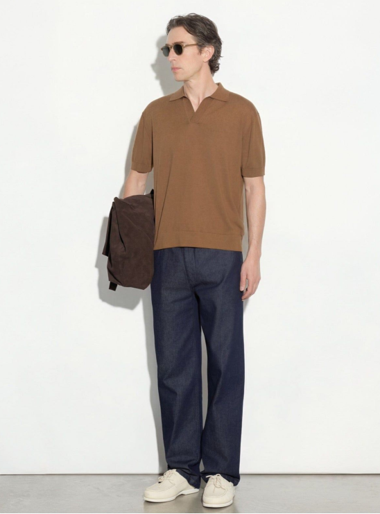 Поло Paolo Pecora коричневого цвета