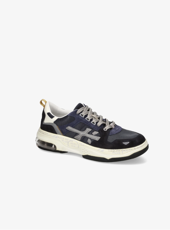 Кроссовки Premiata Drake 403 синего цвета с серым логотипом