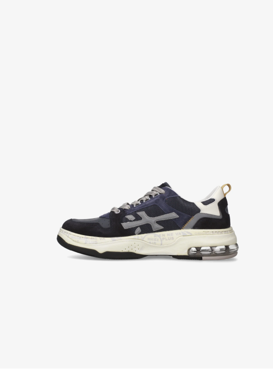 Кроссовки Premiata Drake 403 синего цвета с серым логотипом