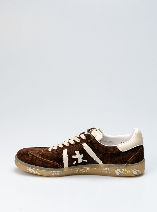 Premiata Кеды BONNIE 7341 коричневого цвета с молочными шнурками