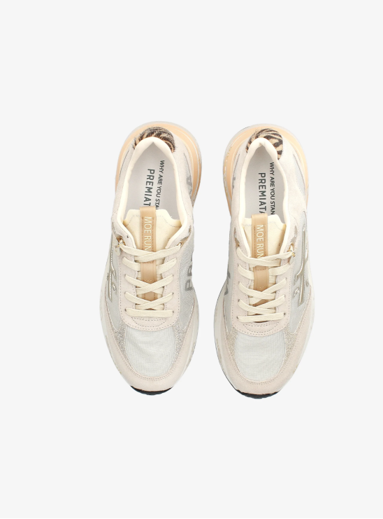 Кроссовки Premiata Moerun 7800 бежевого цвета из натуральной кожи