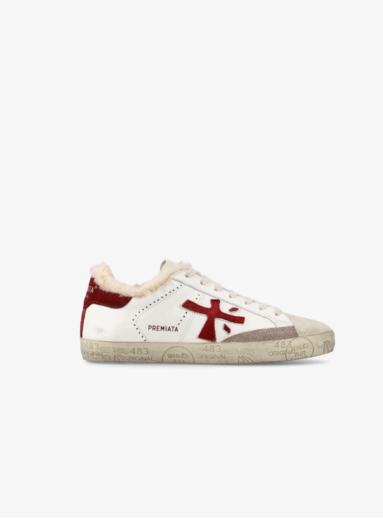 Утепленные кеды Premiata Steven 7604M белого цвета с контрастными вставками Утепленные кеды Premiata Steven 7604M белого цвета с контрастными вставками