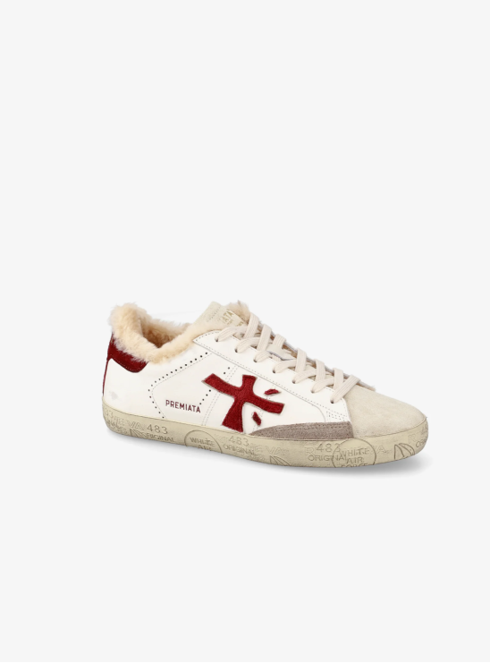 Утепленные кеды Premiata Steven 7604M белого цвета с контрастными вставками Утепленные кеды Premiata Steven 7604M белого цвета с контрастными вставками