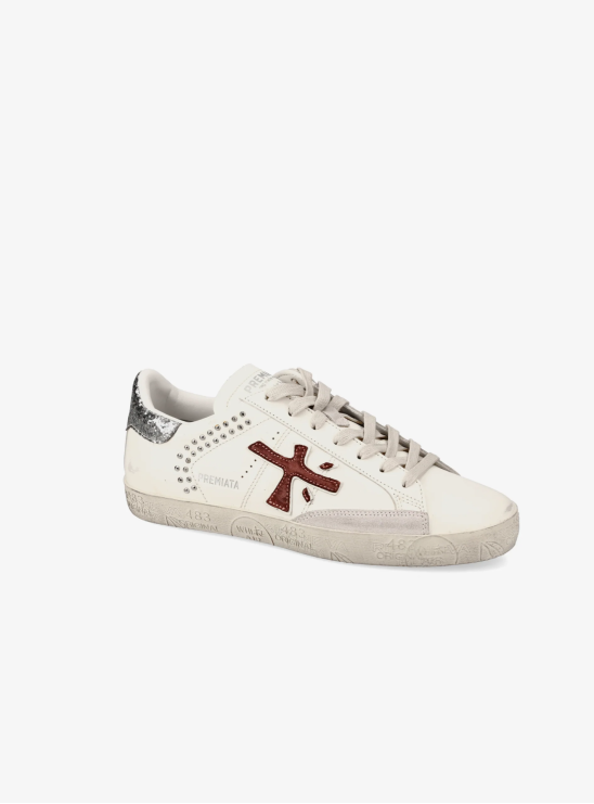 Кеды Premiata Steven 7607 белого цвета с акцентными вставками Кеды Premiata Steven 7607 белого цвета с акцентными вставками