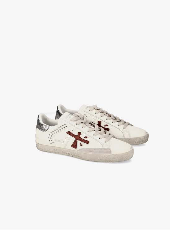 Кеды Premiata Steven 7607 белого цвета с акцентными вставками Кеды Premiata Steven 7607 белого цвета с акцентными вставками