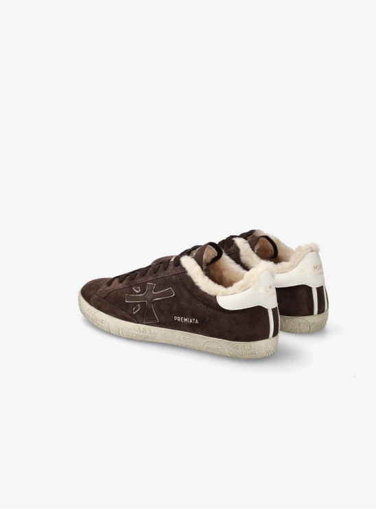 Утепленные кеды Premiata Steven 7897M темно-коричневого цвета с акцентными вставками Утепленные кеды Premiata Steven 7897M темно-коричневого цвета с акцентными вставками